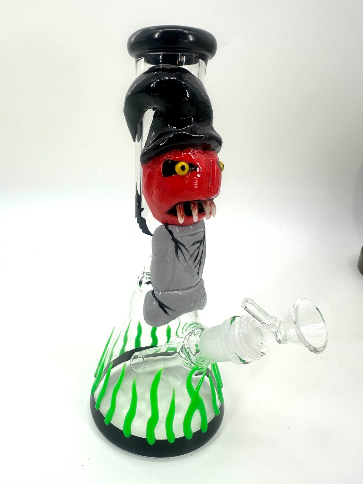 10″ 14mm Glow 3D Monster Handprint Skull Bong Thick 5mm 14mm