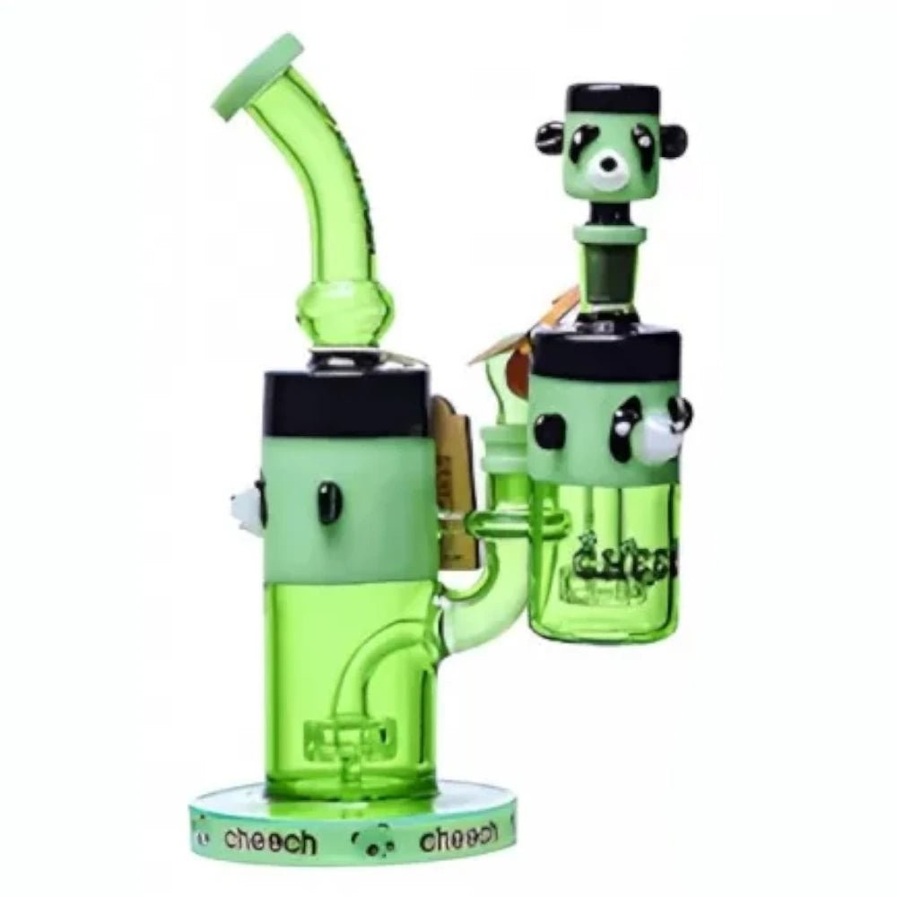 Cheech Glass 9″ Green Panda Glass Water Pipe Bong Rig W/ Ash Catcher