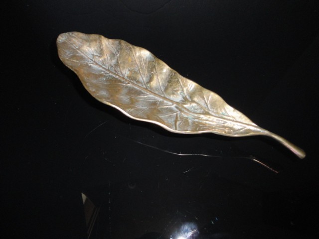 Pheasant Solid Bronze Leaf Ashtray Measures 8.5″ L x 2.5″ W Made in USA