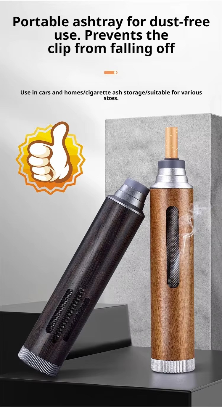 Portable Car Ashtray Cigarette Holder Smoke Ashtray Ash Universal Walnut Wood
