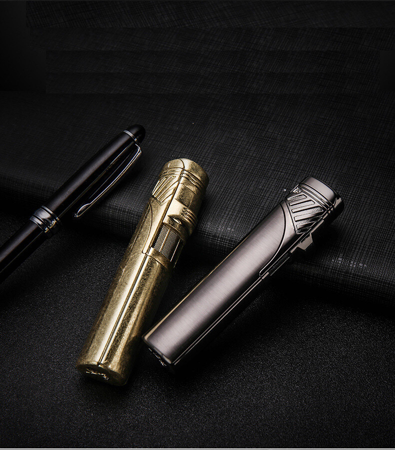 Slim Stylus Flip-Top Single Jet Cigar/Cigarette Torch Lighter (Gun Metal)