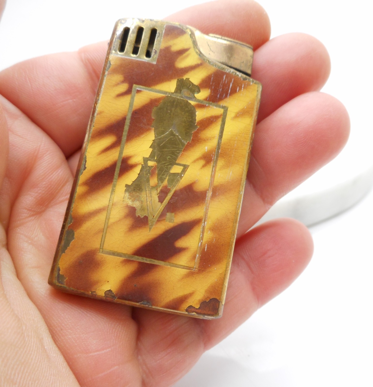 Vintage Working Music Box Lighter Aria Branded Brass