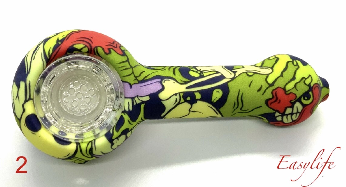 SILICONE SMOKING PIPE W/ GLASS BOWl US SELLER SAME DAY SHIP