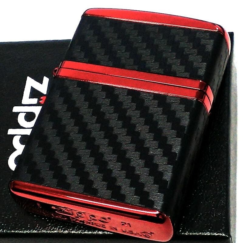 Zippo Armor Oil Lighter Black Carbon Series Wine Red Ion Coating Brass Japan