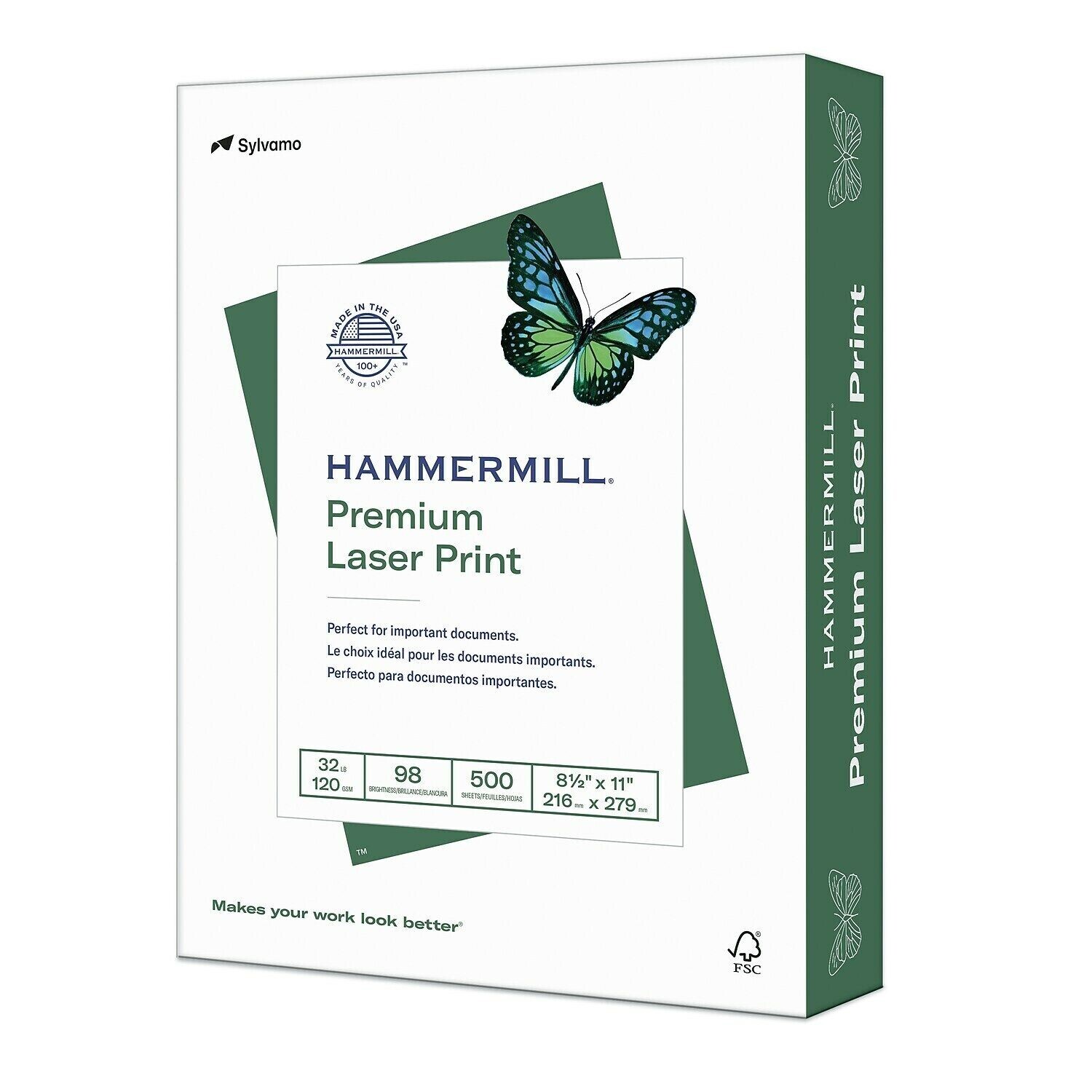 5 Reams Hammermill Premium Laser Print 8.5″ x 11″ Multipurpose Paper 32 lbs