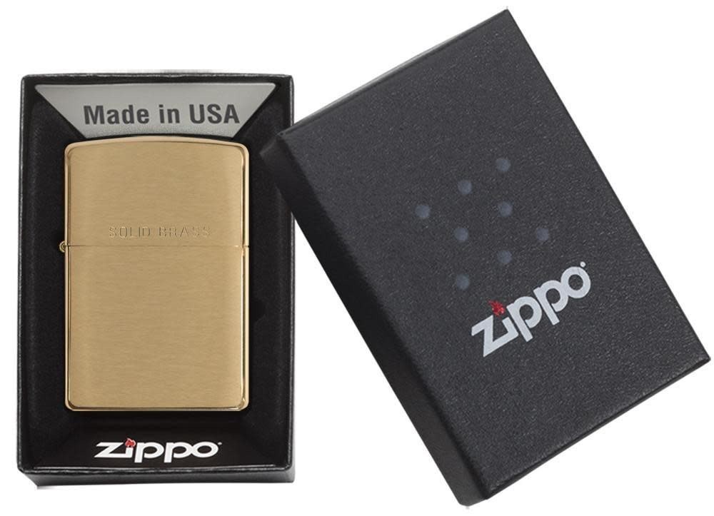 Zippo Brushed Brass Lighter, WIth Solid Brass, Item 204, New In Box