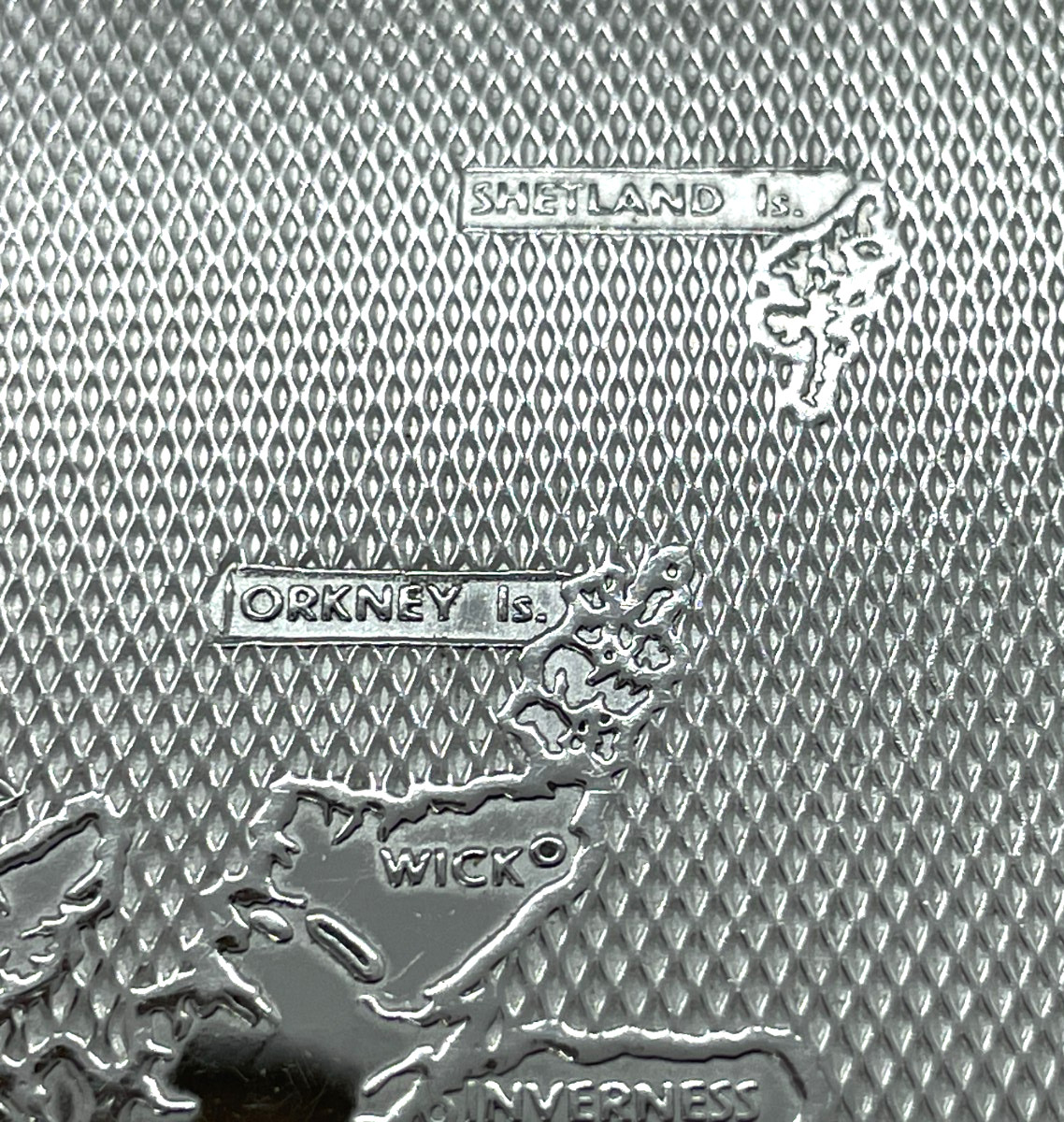 VTG MAYELL Silver/Chrome Cigarette Case Map England Ireland Scotland France UK