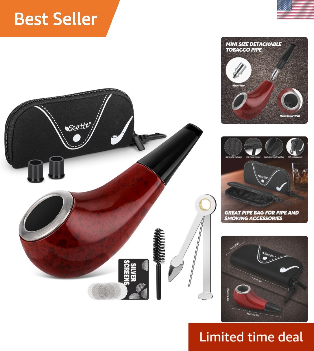 High-Quality Red Resin Small Pipe – Cone Shape, Shiny Finish, Durable Design