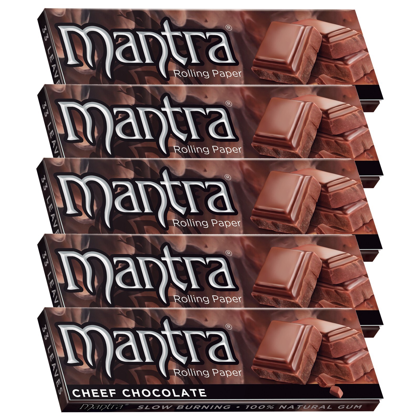 Mantra Papers Chocolate Flavored Rolling Paper 33 Leaves Each (5 Booklets)