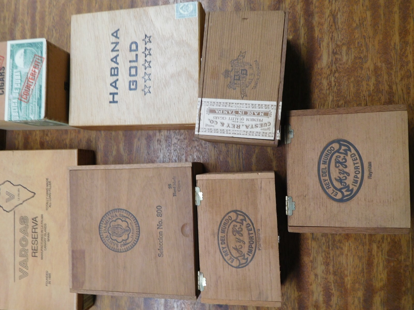 9 Vintage ALL Wood Cigar Boxes ~ Blond Blonde Tan Beige