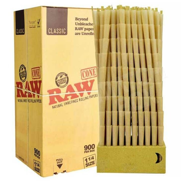 Authentic RAW Classic 1 1/4 Size Pre-Rolled Cone 200 Pack & Fast Shipping