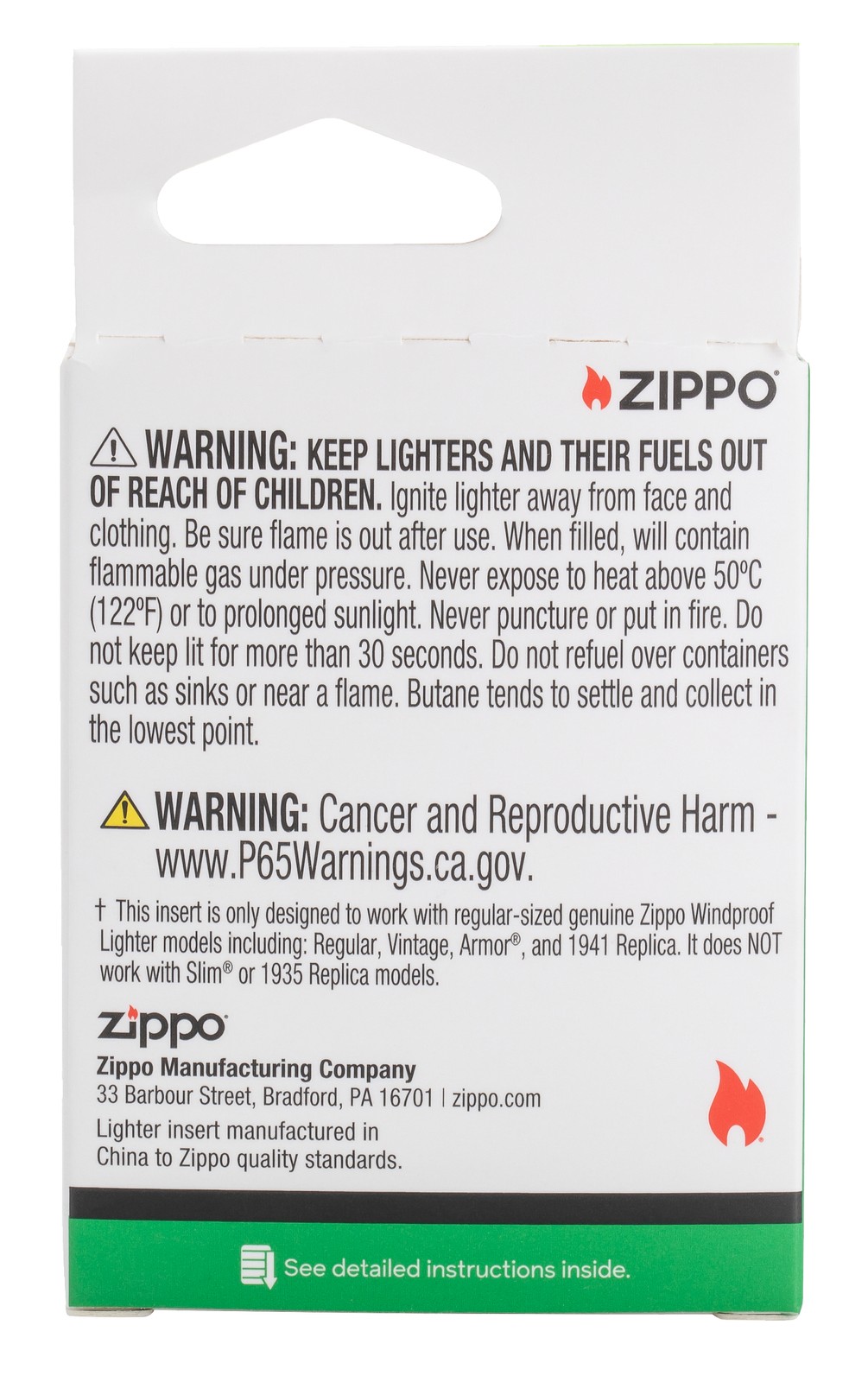 Zippo Butane Pipe Lighter Insert- Yellow Flame, 65880