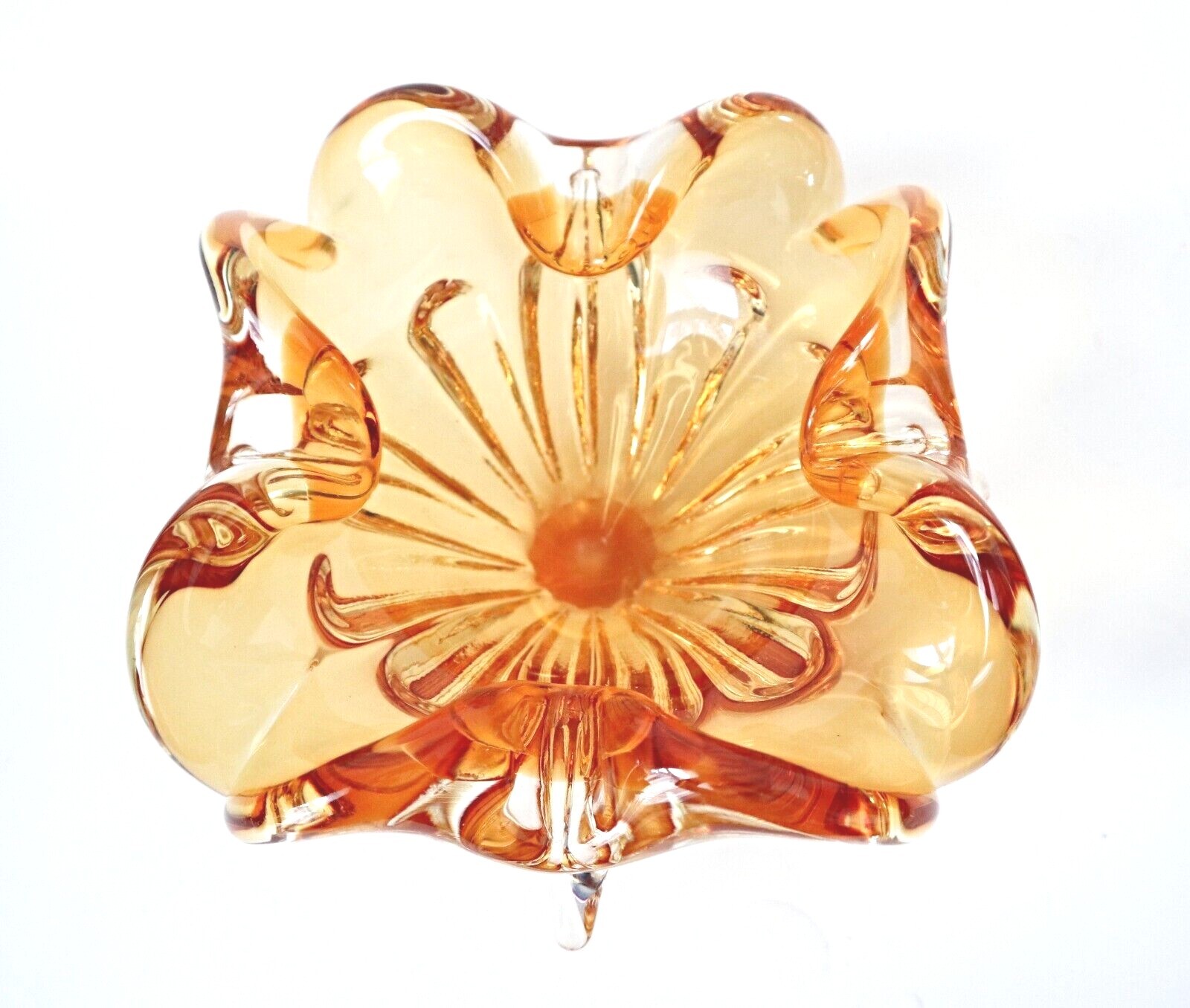 Vintage Chalet Glass Amber Ashtray Chunky Mid Century Modern Contemporary Canada