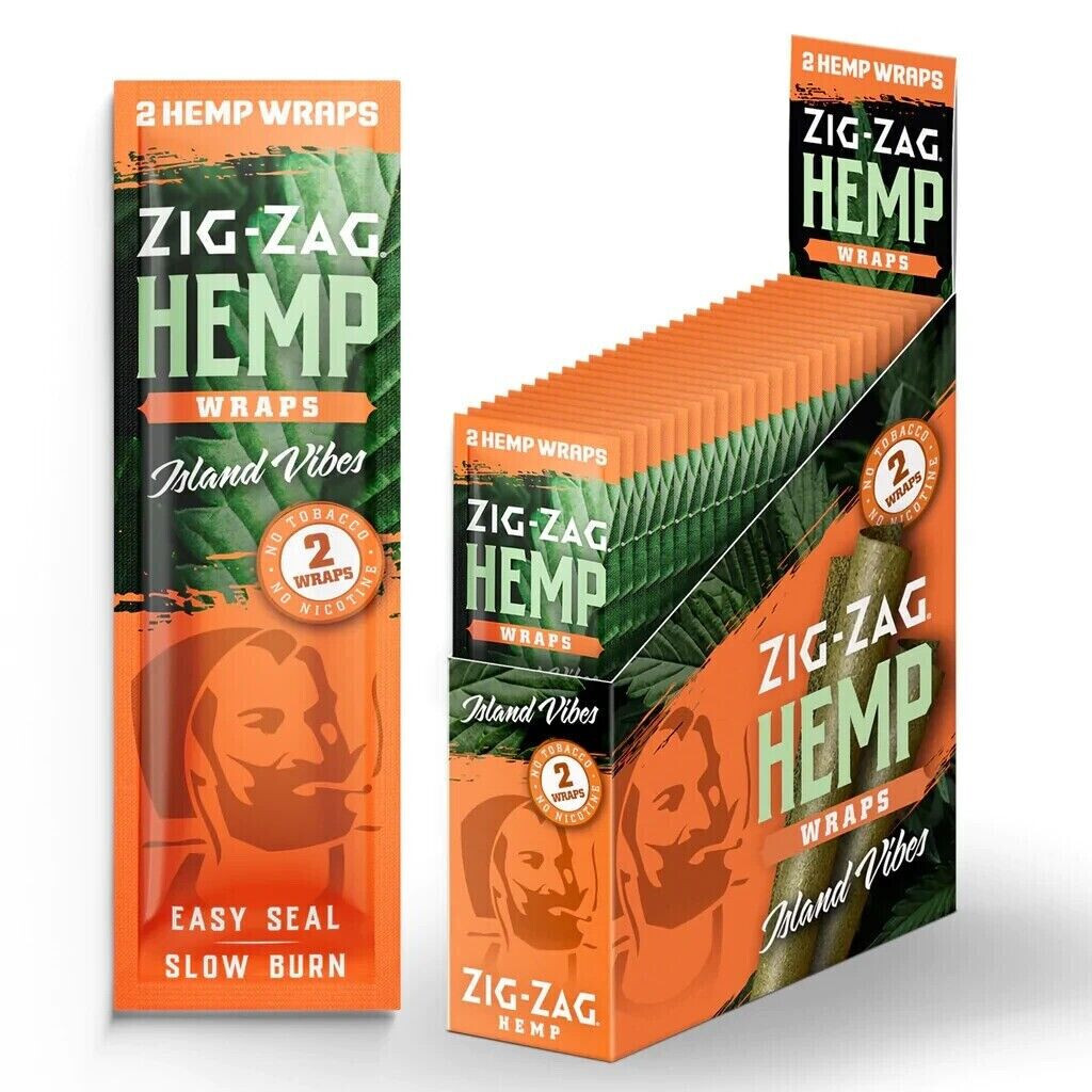 FULL BOX ZIG ZAG HERBAL Wrap ISLAND VIBES 25 PACKS Total 50 Wraps