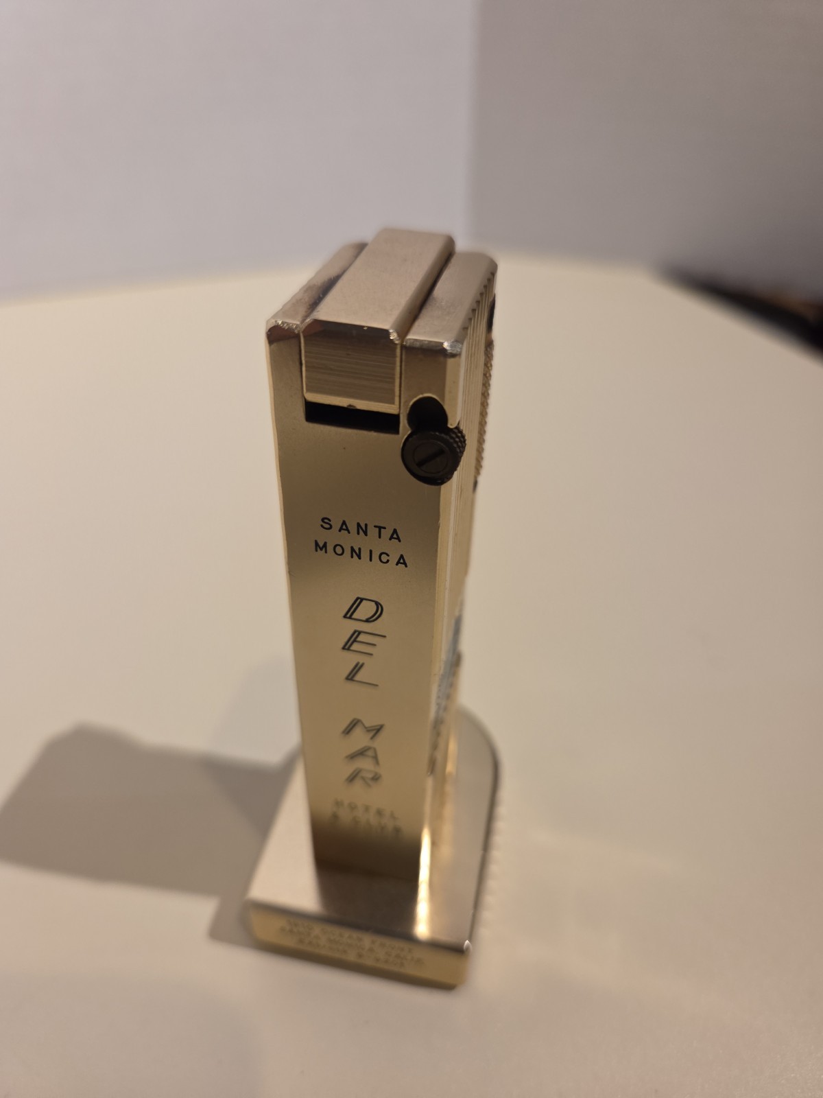 Vintage Cygnus Petrol Table Lighter Made in Japan Del Mar Hotel Club Advertising