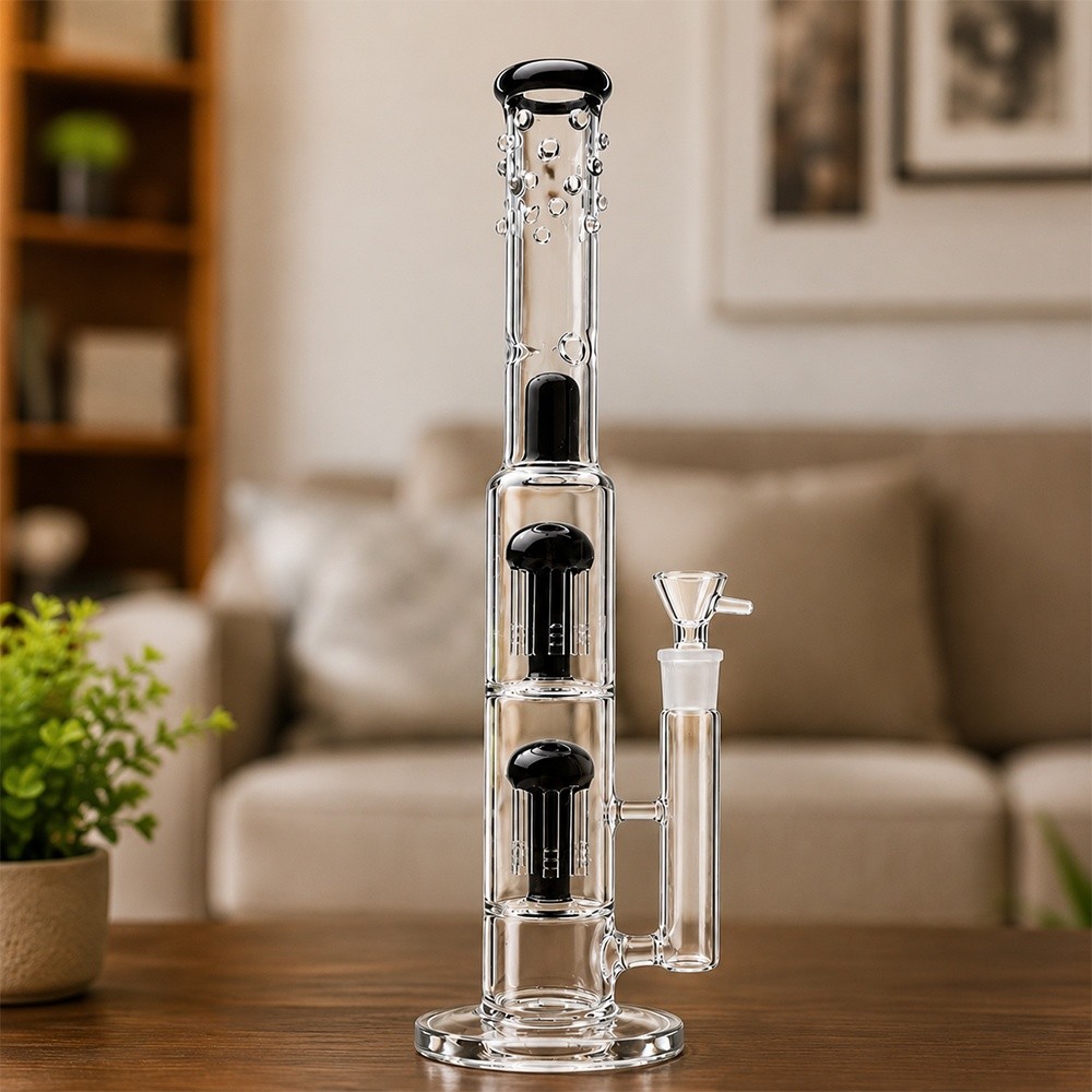 16” Perc Glass Bong Heavy Percolate Bongs Smoking Hookah Water Pipe 18mm Bowl