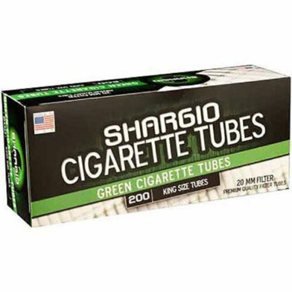 Shargio Green King Size Cigarette Filter Tubes – 200 Count Per Box & Bonus Case
