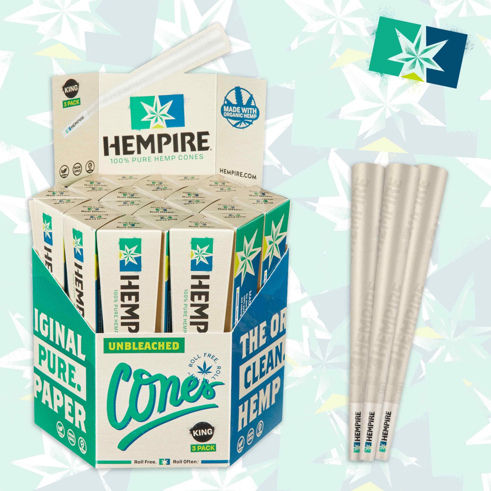 Hempire Cones King Size 109mm Pre Rolled Paper Cones (24 Packs of 3, 72 Total)