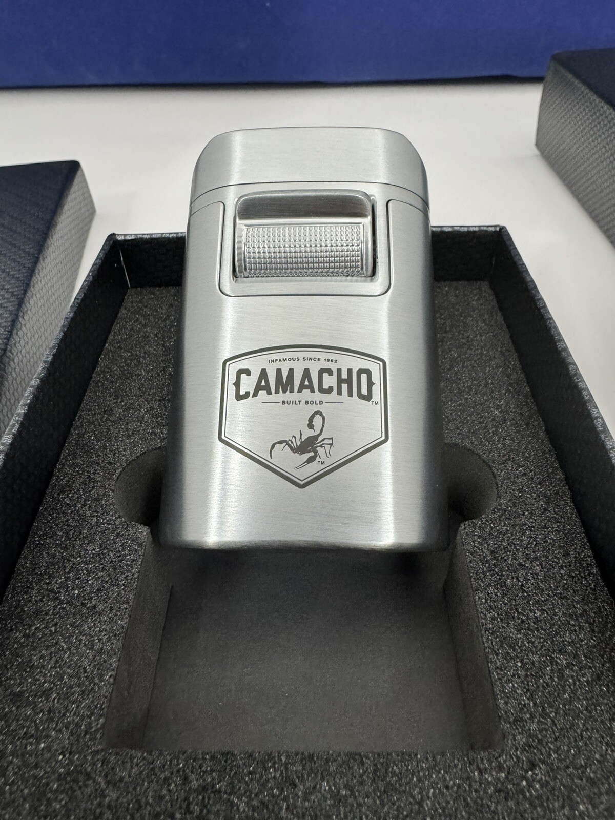 Lotus Brawn T7 Table Top Quad Cigar Torch Lighter – Chrome – Camacho – New