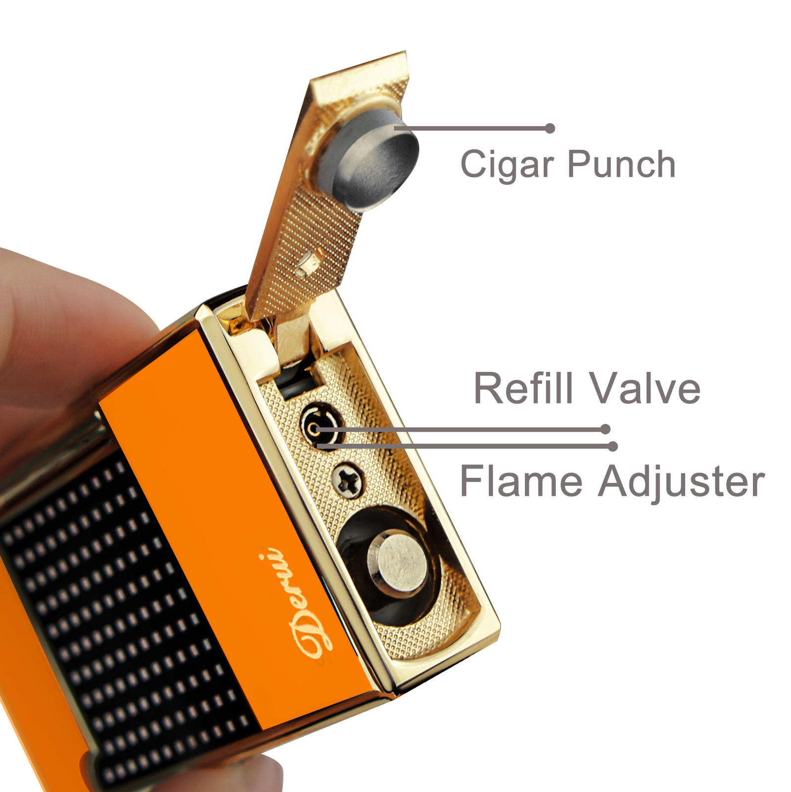 Cigar Lighter Torch Jet Blue Flame Refillable Butane Gas Lighter with Punch gift
