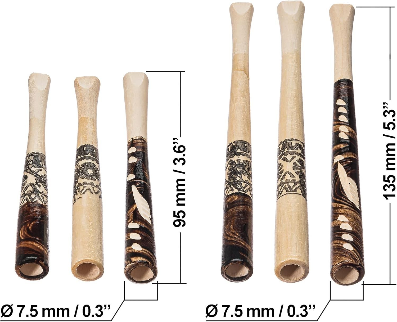 Set of 6 Wooden Handmade Regular Cigarette Holder Mouthpiece