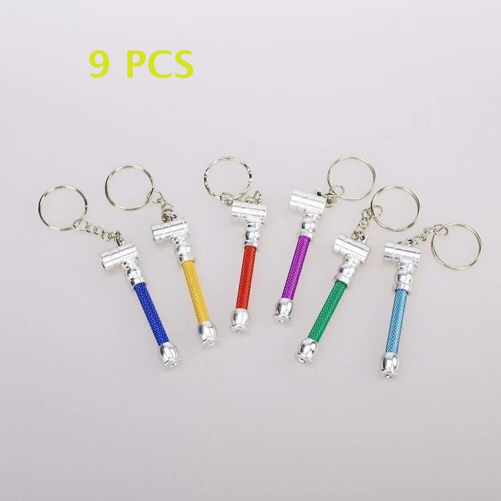 9 PCS Random Color Portable Mini Metal Smoke Pipe Pendant Removable Affordable