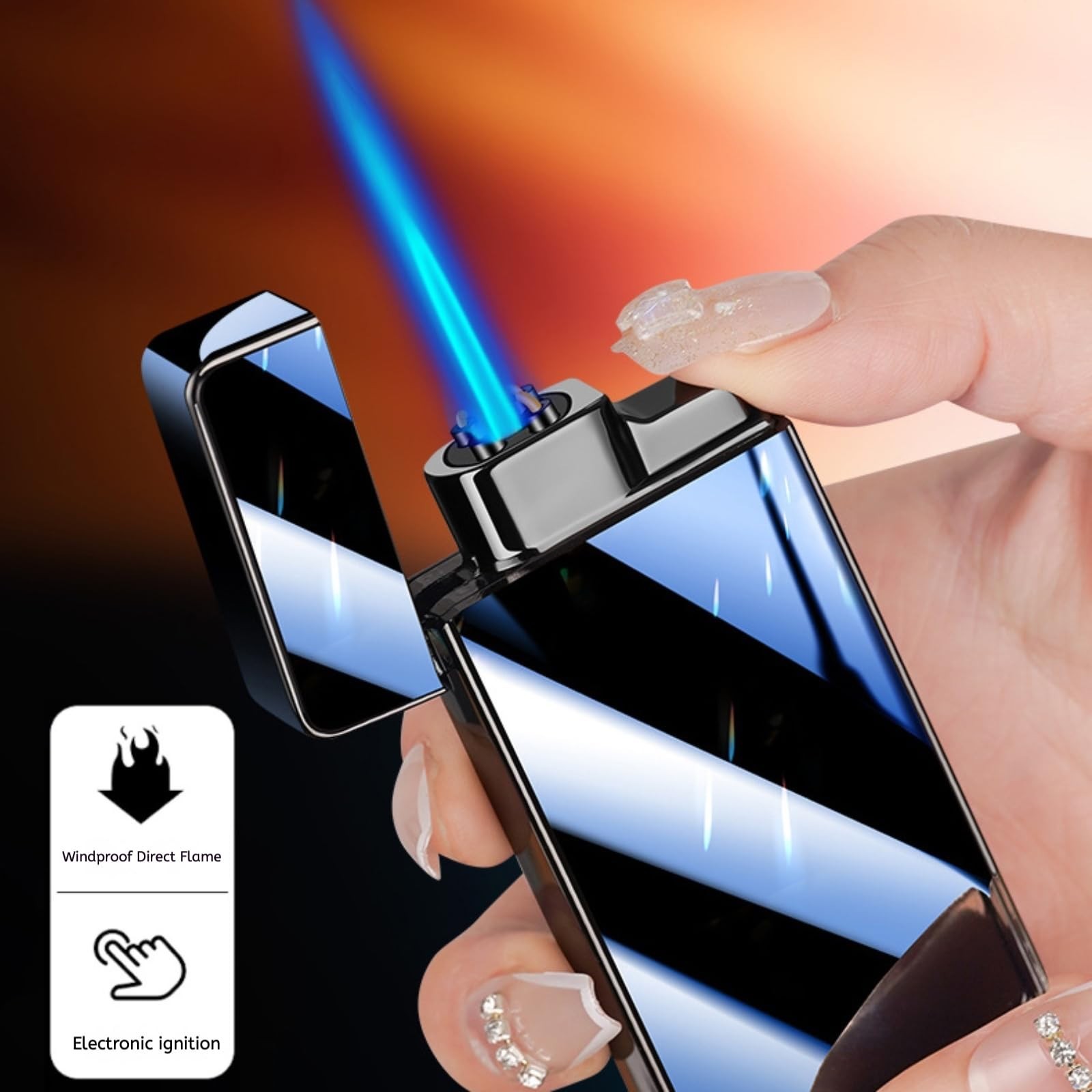 2-in-1 Dual Arc Jet Torch Lighter, Windproof Electric Plasma USB Rechargeable, L