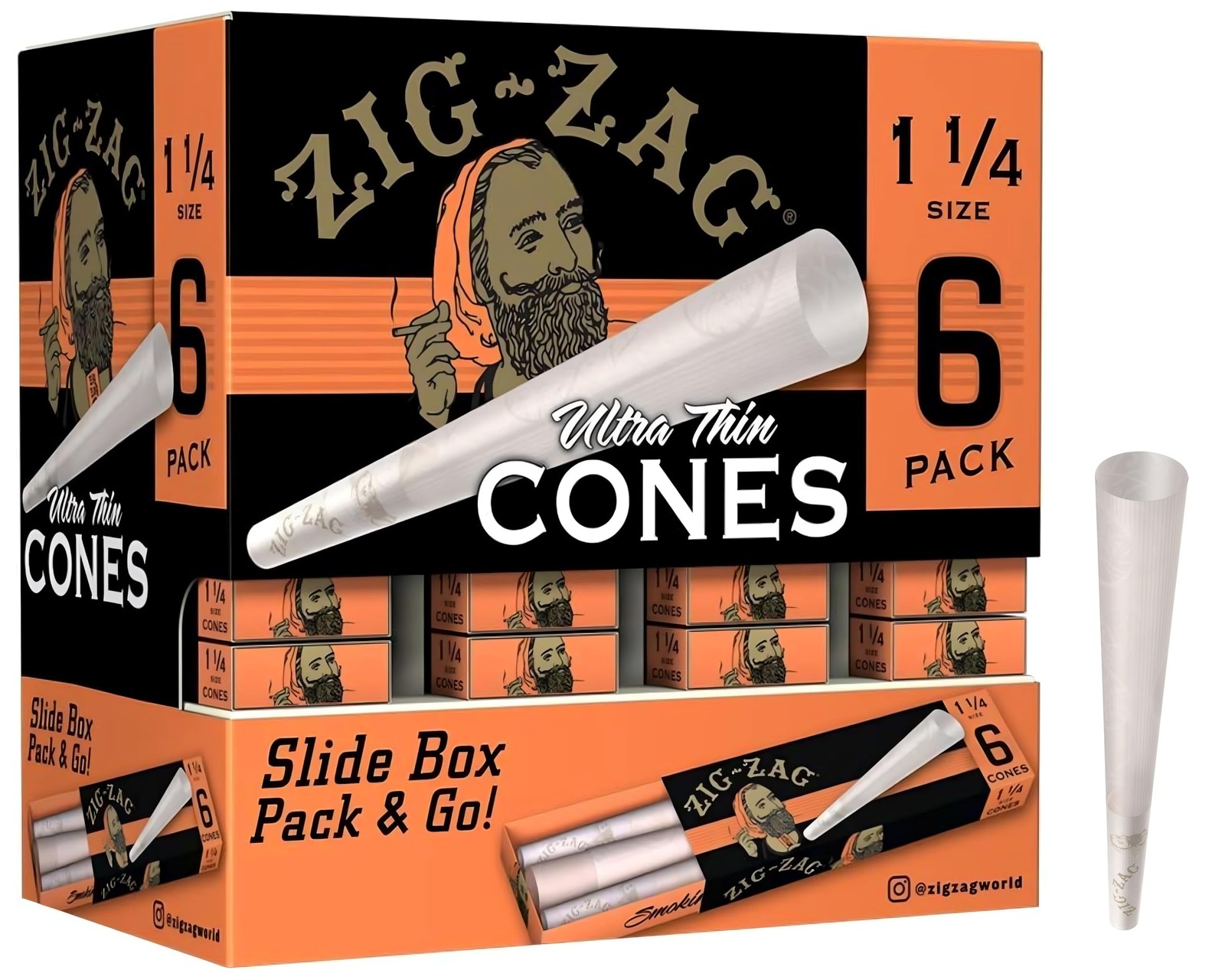 Ultra Thin Pre Rolled Paper Cones 1 1/4 Size (36 packs of 6 cones)