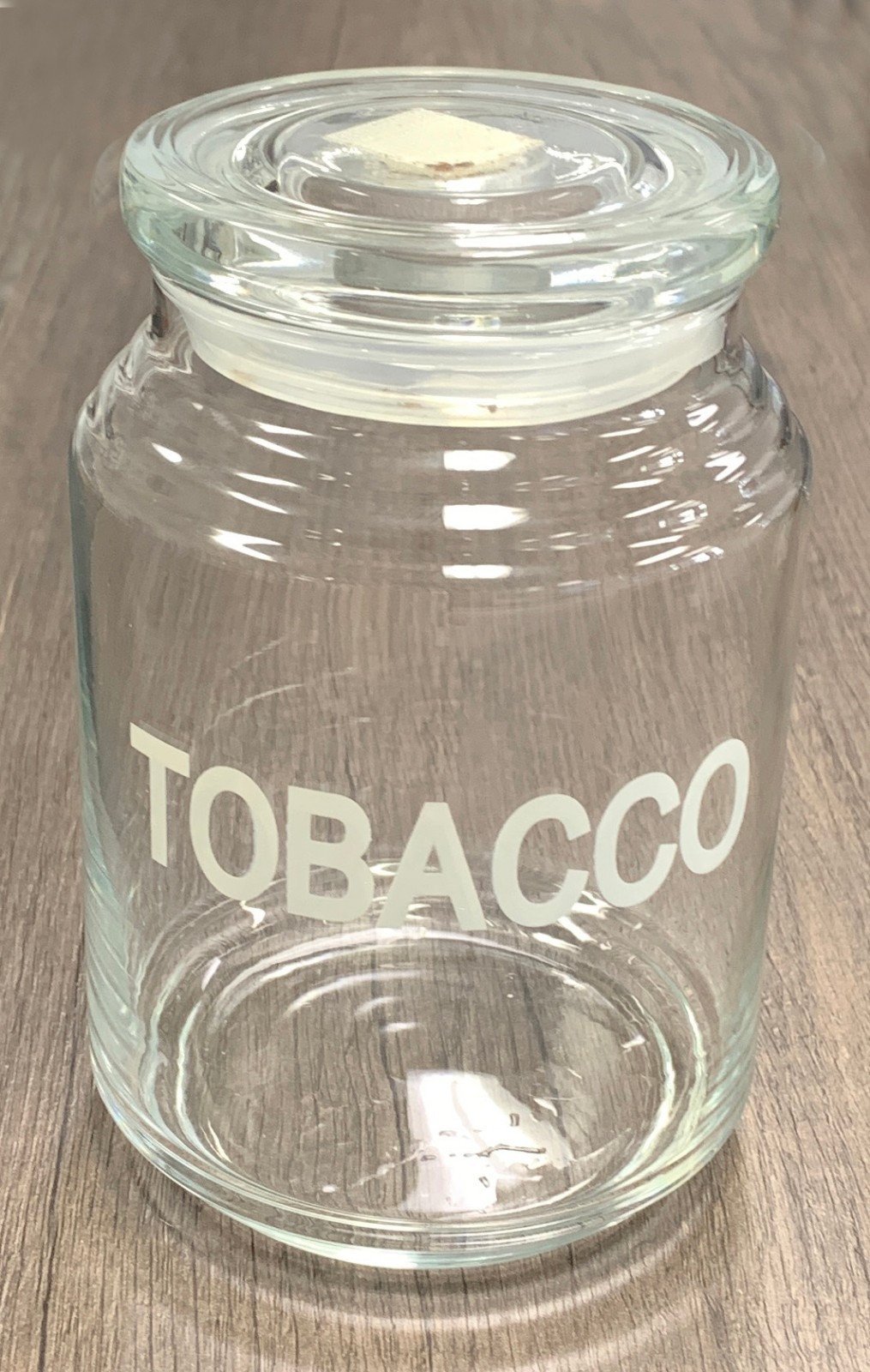 Vintage Glass Tobacco Jar 26 Liquid Ounces Perfect Condition 6″ x 4″