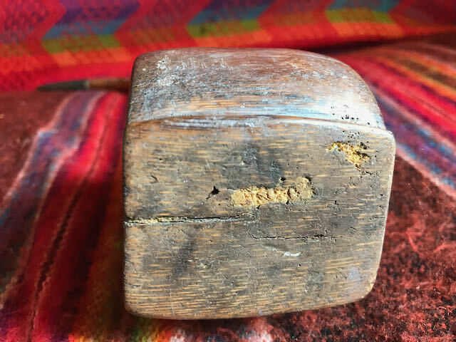 Unique Vintage Wooden Leather and Brass Pipe As Is Large 13″ tall