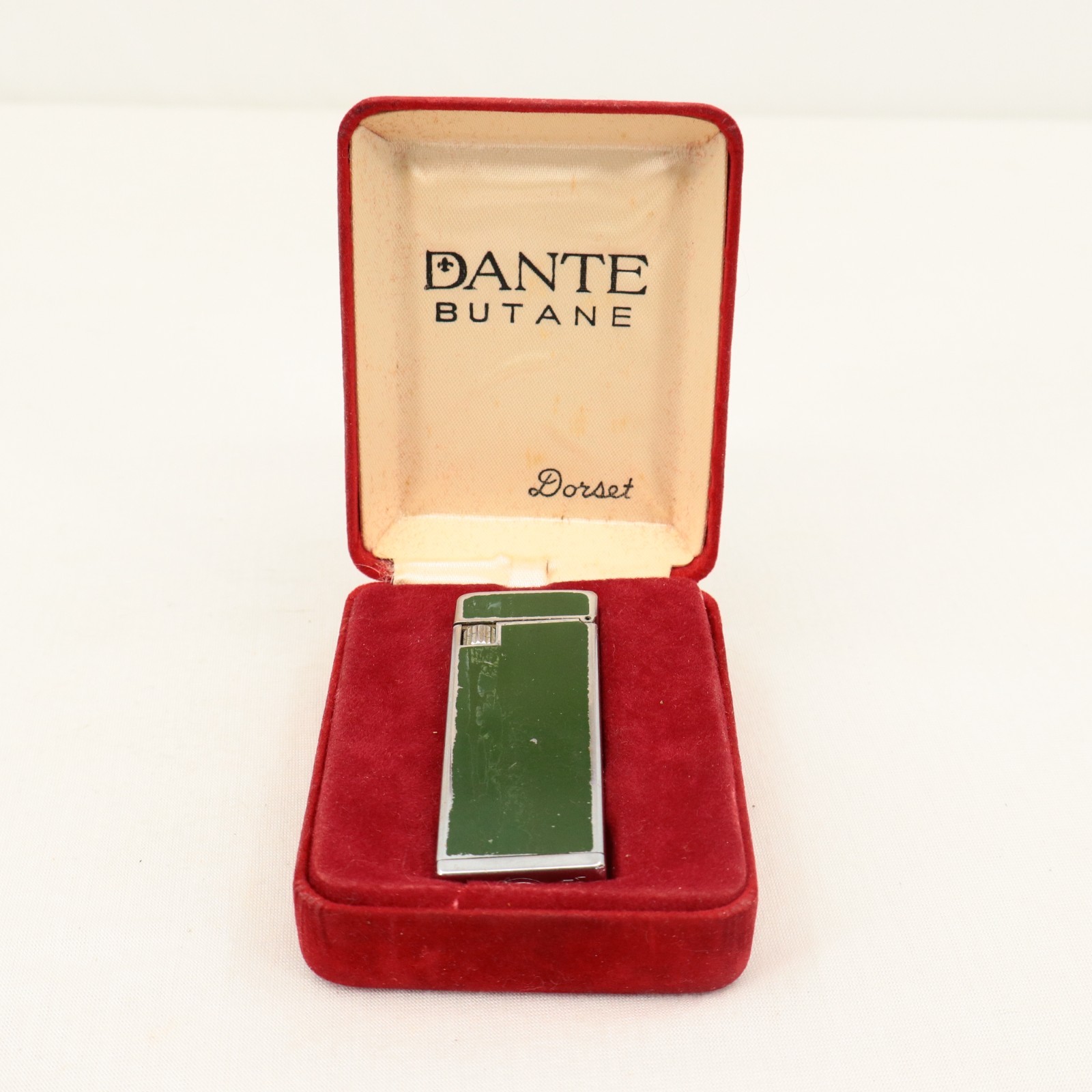 Vintage Dante Butane Dorset J2 Green Lighter With Case & Manual Japan