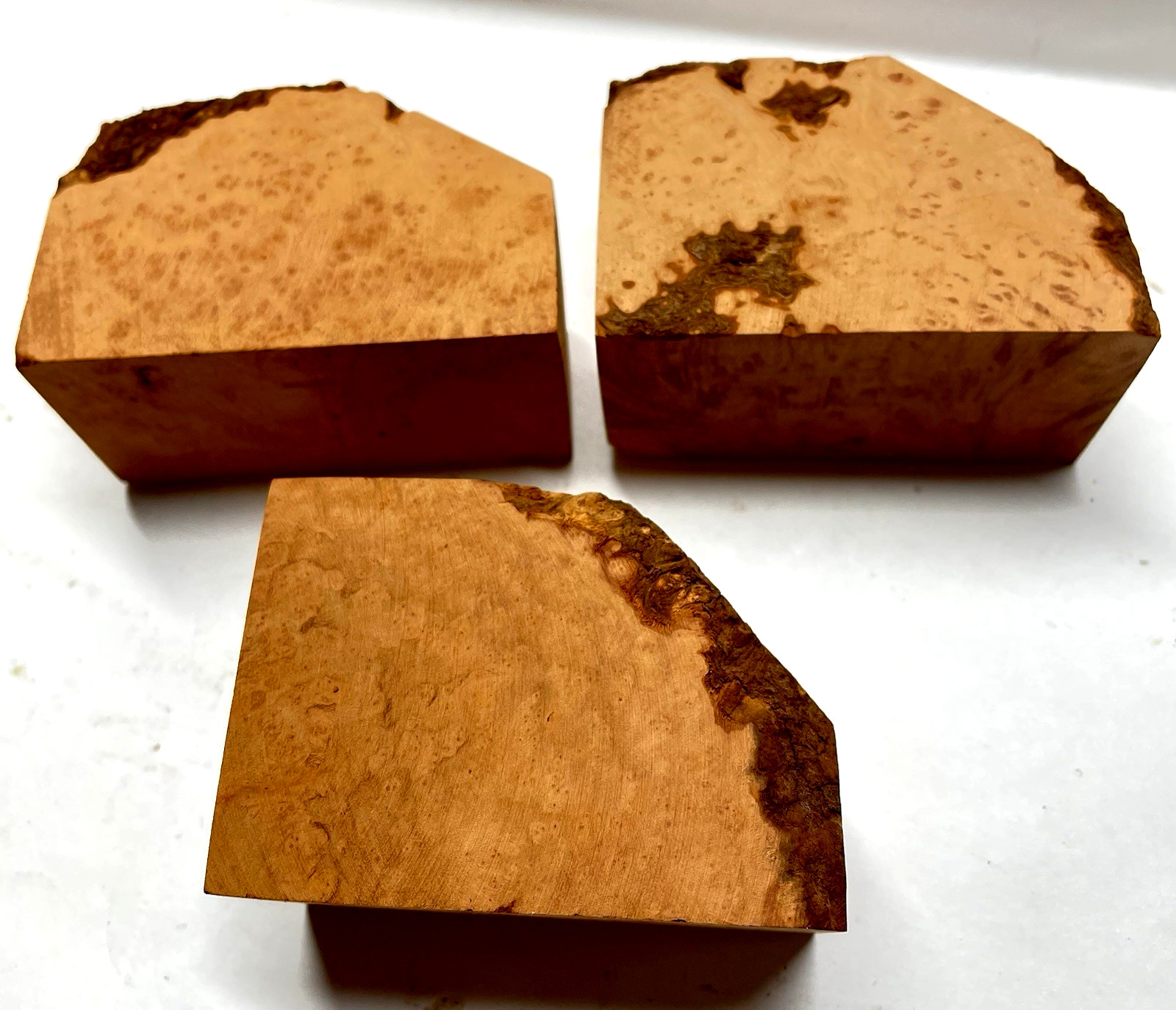 Lot of 3 Briar Burl Pipe Making Woods Briar Ebauchon R Type Smoking Pipa Lumber