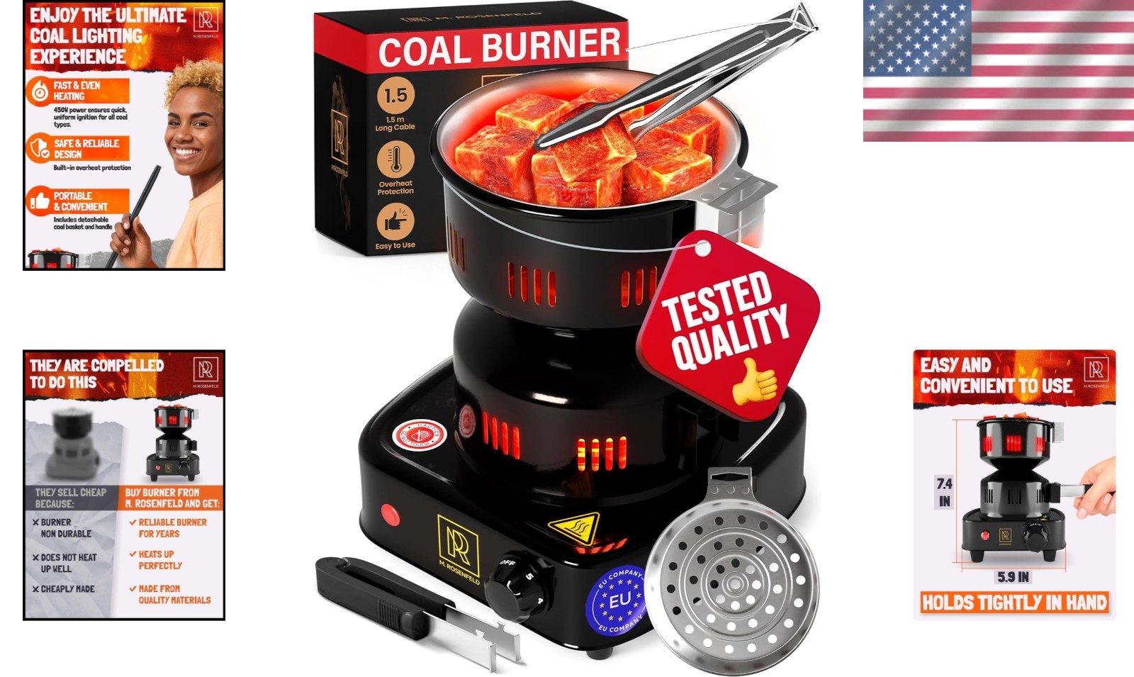 Hookah Coal Burner Electric Stove Portable Indoor Outdoor Coals Tongs