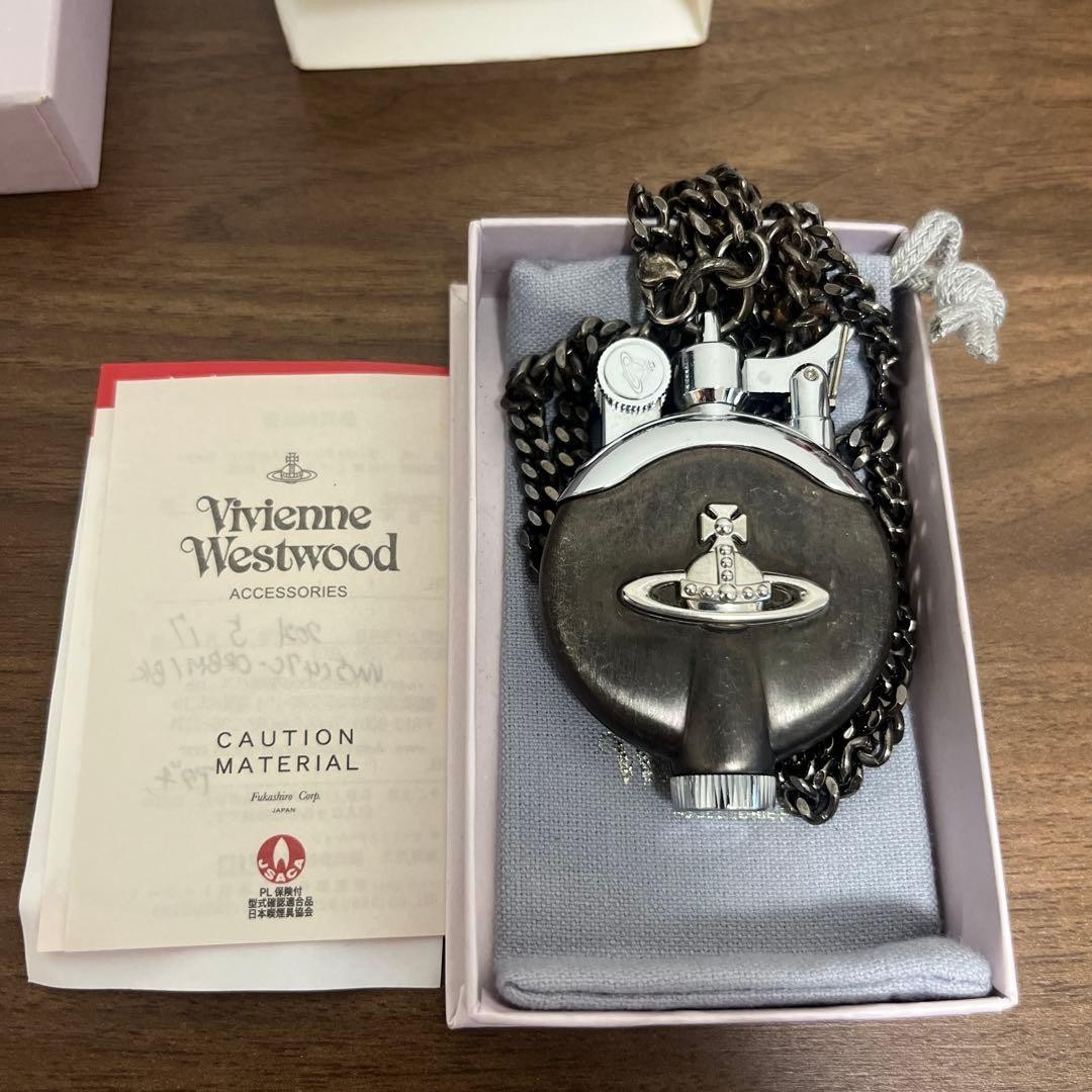 Vivienne Westwood Necklace Oil Lighter Orb Black Silver Gray Used Box JP