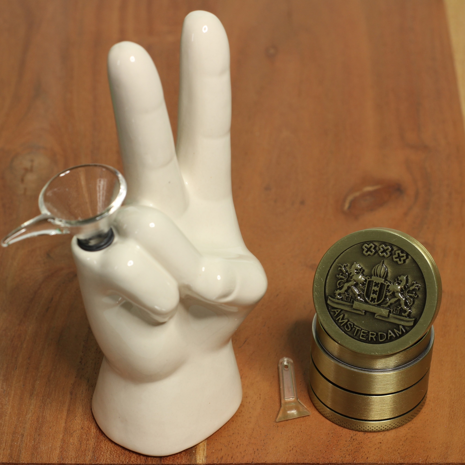 PEACE Symbol PIPE with 4pc Grinder Smoking Pipe Thick Ceramic 5.5″ Gift Box