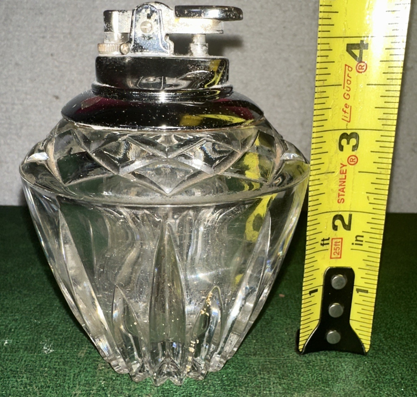 Vintage Princess House Crystal Tabletop Cigarette Lighter Size 4.75in x 3.5in