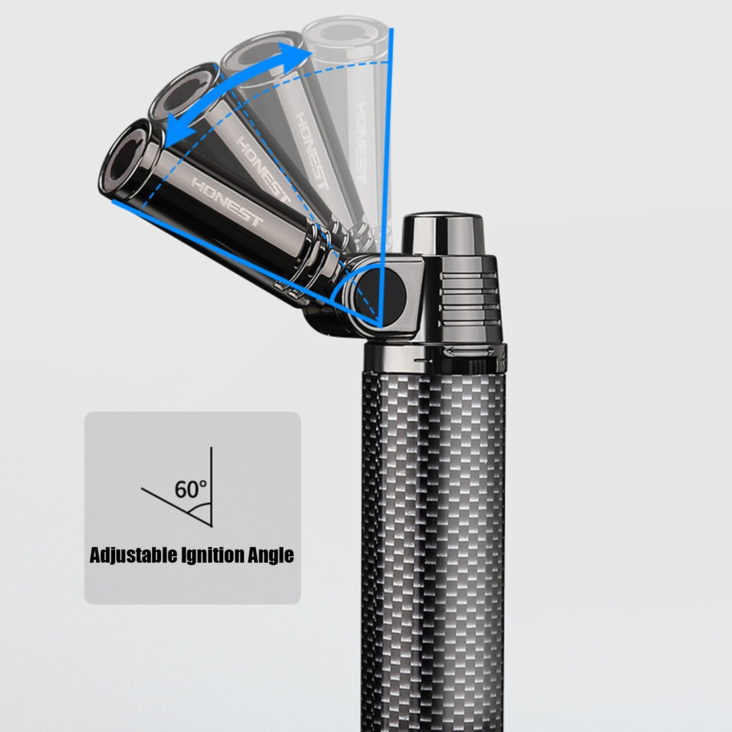 Metal Torch Lighter-Refillable Butane Jet Adjustable Blue Flame Lighter QXINANU