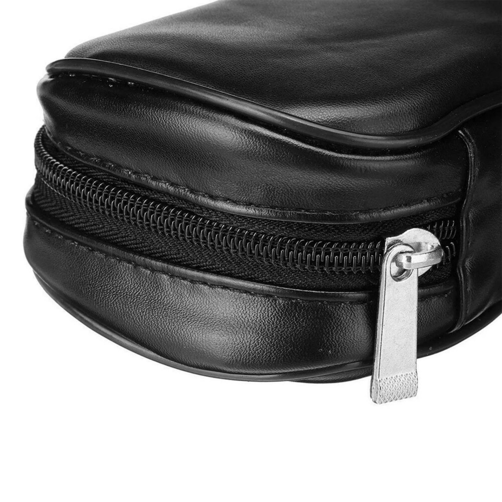 Genuine Leather Smoking Pipe Case with Tobacco Pouch Storage 19cm Portable