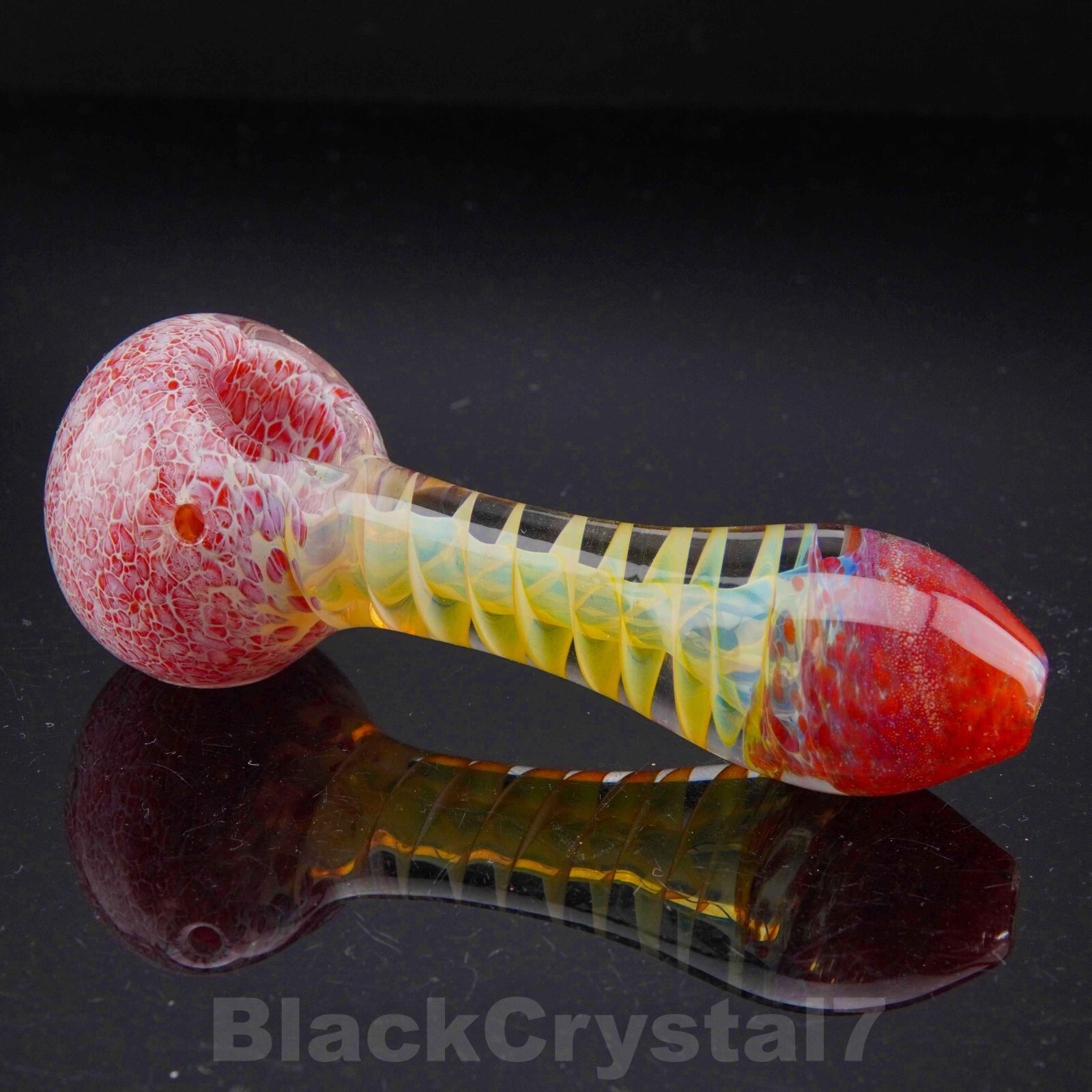 4.5″ Handmade Fumed Lava Red Infinity Spiral Tobacco Smoking Bowl Glass Pipes