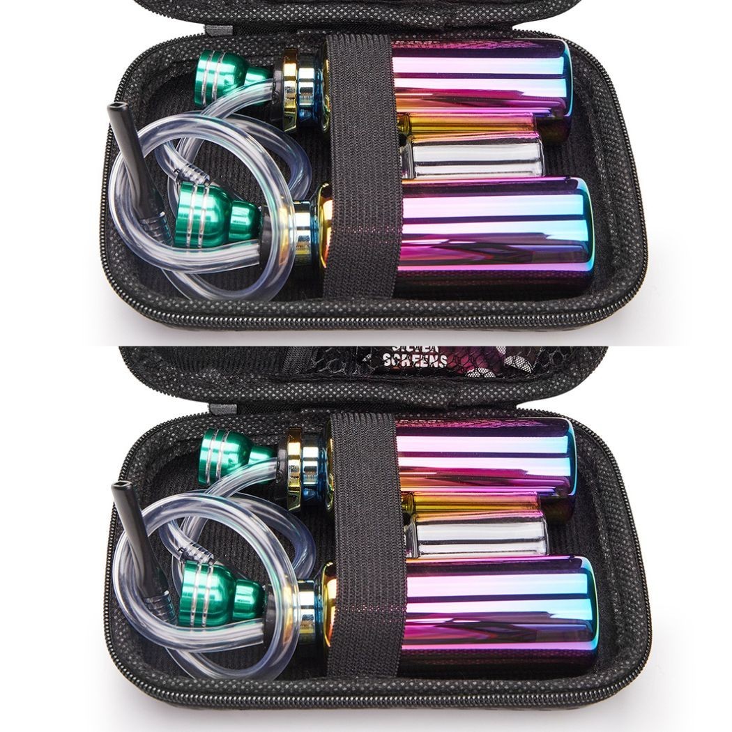 4Pc 4″ Mini Small Glass Bong Water Pipes Hookah Smoking Tobacco Pipes with Box