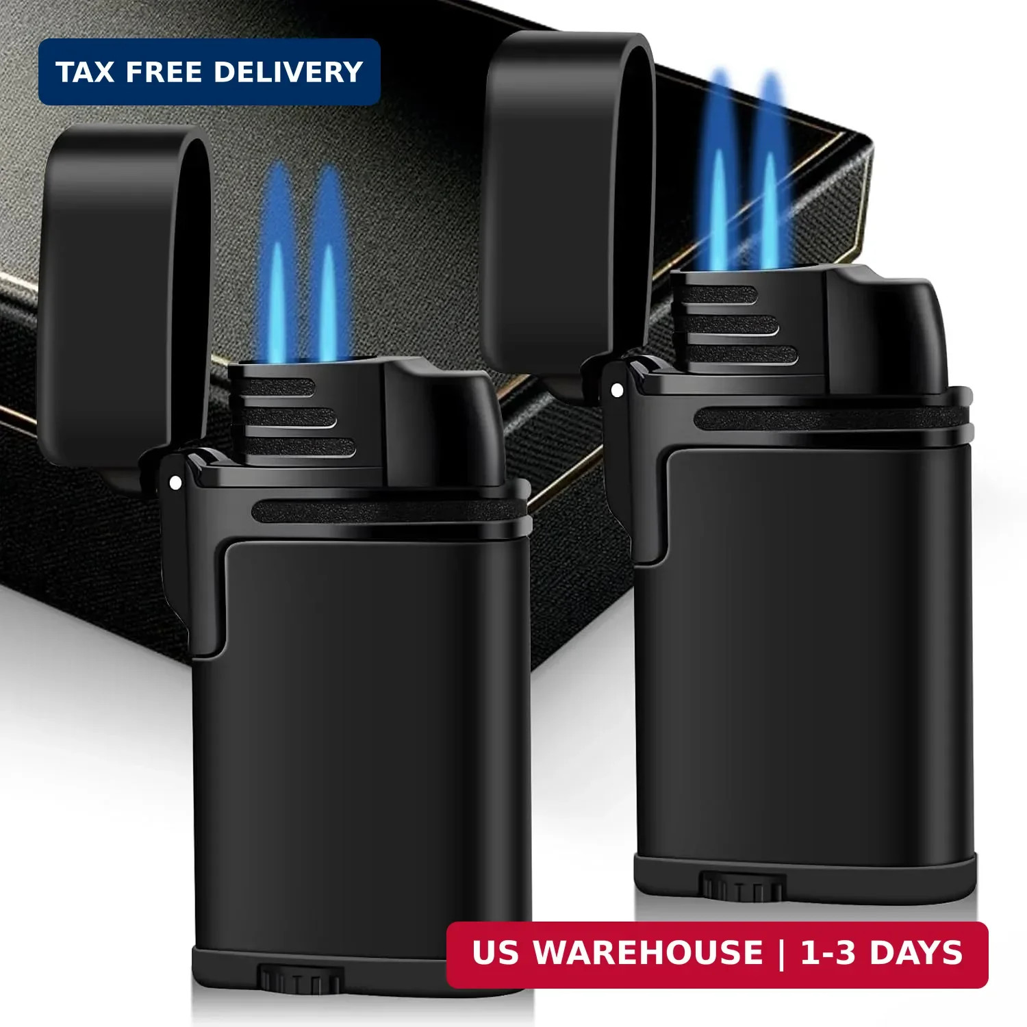 Mini Double Torch Lighter Windproof Butane Refillable Lighters Compact Pocket Ga
