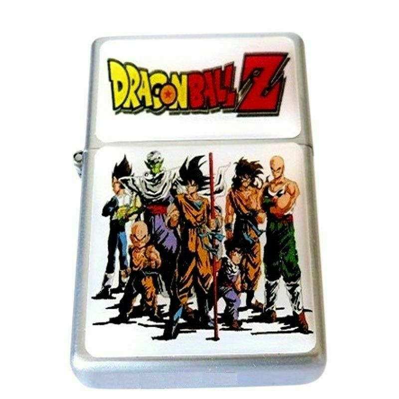 Dragon ball Z Flip Top Lighter Oil Chrome Refillable Cigar Cigarette w insert