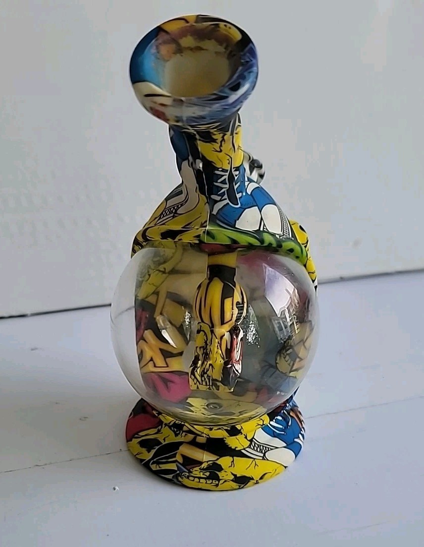 6.75″ Art Graffiti Glass Bong Water Pipe – Colorful Smoking Hookah Hand Pipe