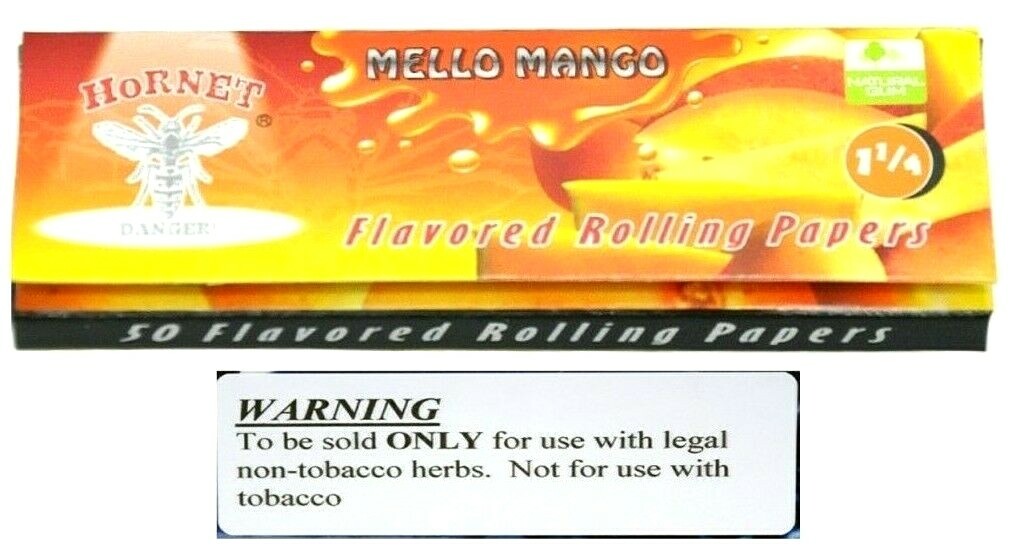Mello Mango Juicy Flavored 1 1/4 Rolling Papers by Hornet 50Lvs USA Shipped