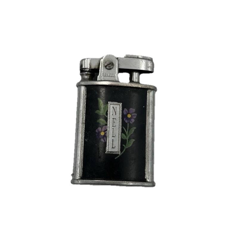 Vintage Ronson Gem Lighter Chrome Black Used Untested No Spark Newark NJ