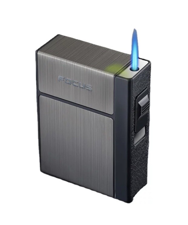 FOCUS New Cigarette Case 2 In 1 with Built in Stick Butane Torch Lighter