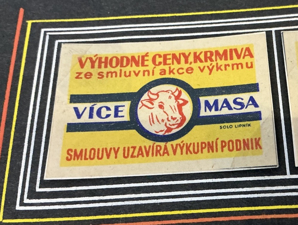 1956 Czech Matchbox Labels Livestock & Floral Gift Series SOLO Lipnik Set of 7