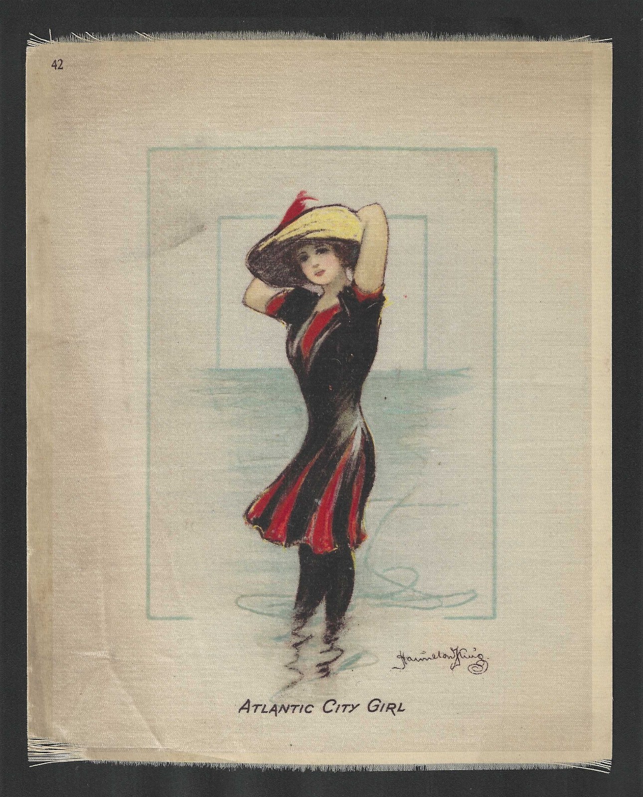 c1910’s S58 ATC Tobacco Silk Premium – Hamilton King Girls – #42 Atlantic City