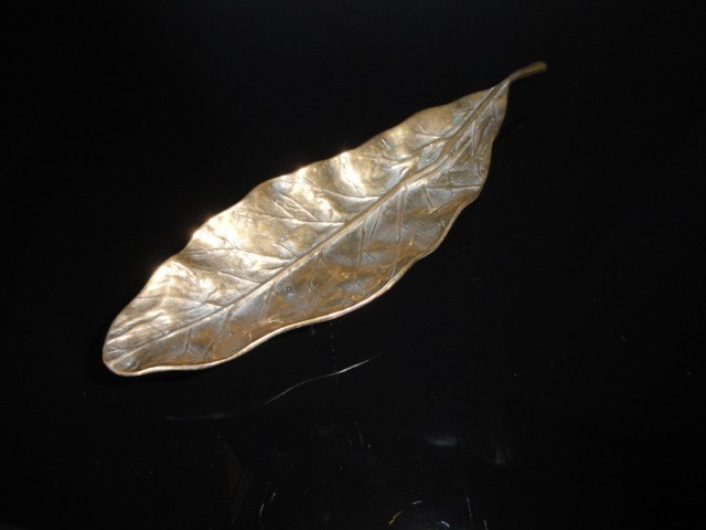 Pheasant Solid Bronze Leaf Ashtray Measures 8.5″ L x 2.5″ W Made in USA