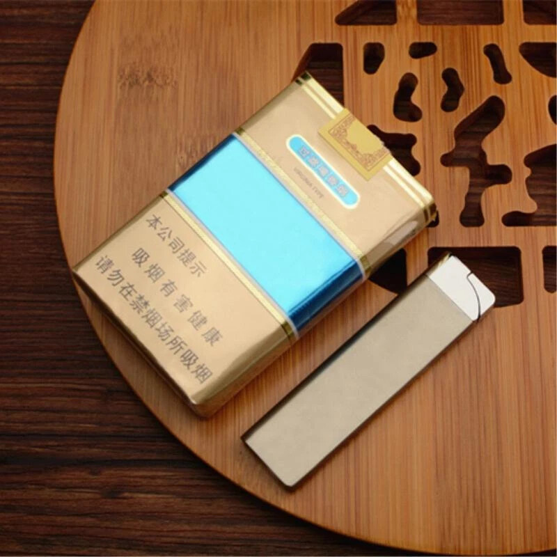 Ultra Thin Refillable Butane Lighter Small Metal Windproof Jet Torch Gas Lighter